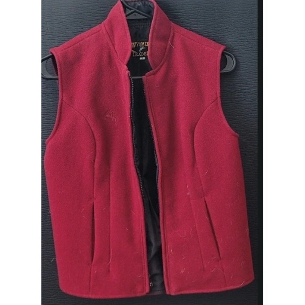 Wyoming Traders Womens Red Wool Western Zip Up Vest Equestrian Ranch Size M